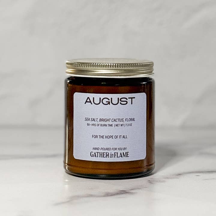 August – Fresh Coastal Candle, Cactus Flower & Sea Salt for wholesale by Gather In Flame Candle Co.