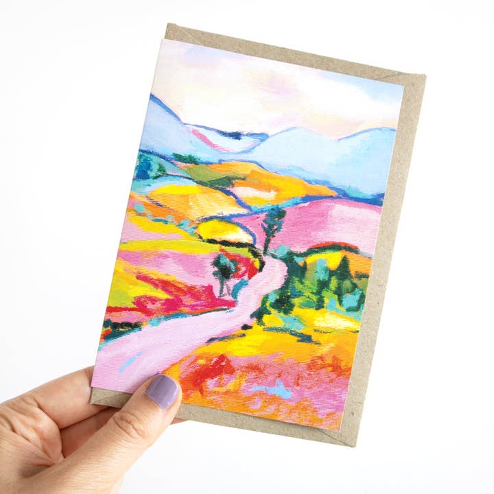 Oil Pastel Landscape Greeting Card for wholesale by Julia Ockert