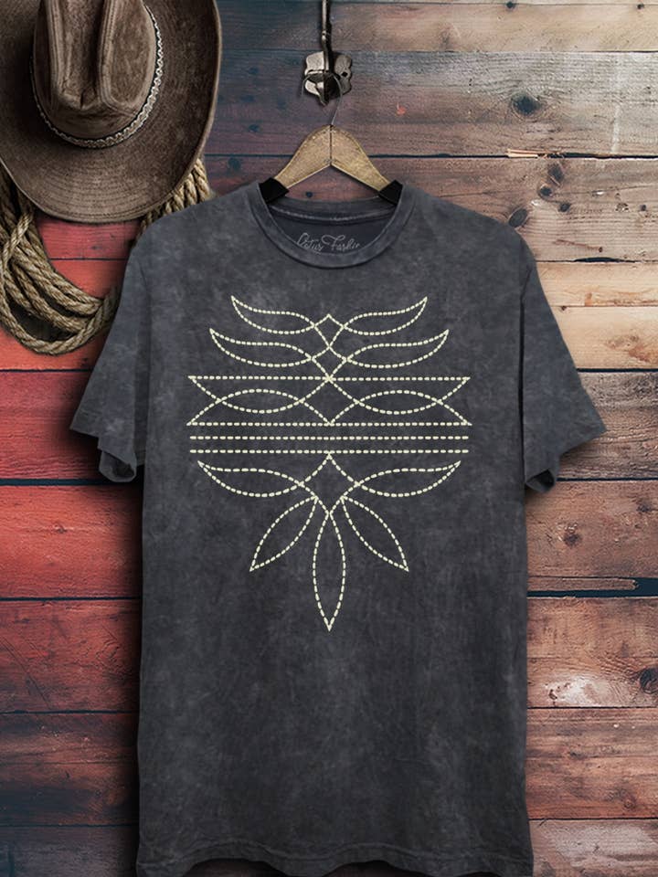 Western Stitch Graphic Top for wholesale by Lotus Fashion Collection