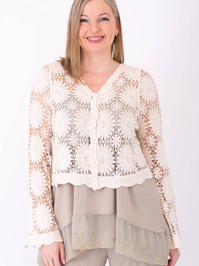Camisola de Croché, Natural, Algodão por atacado de Blue Sky Clothing Co LLC
