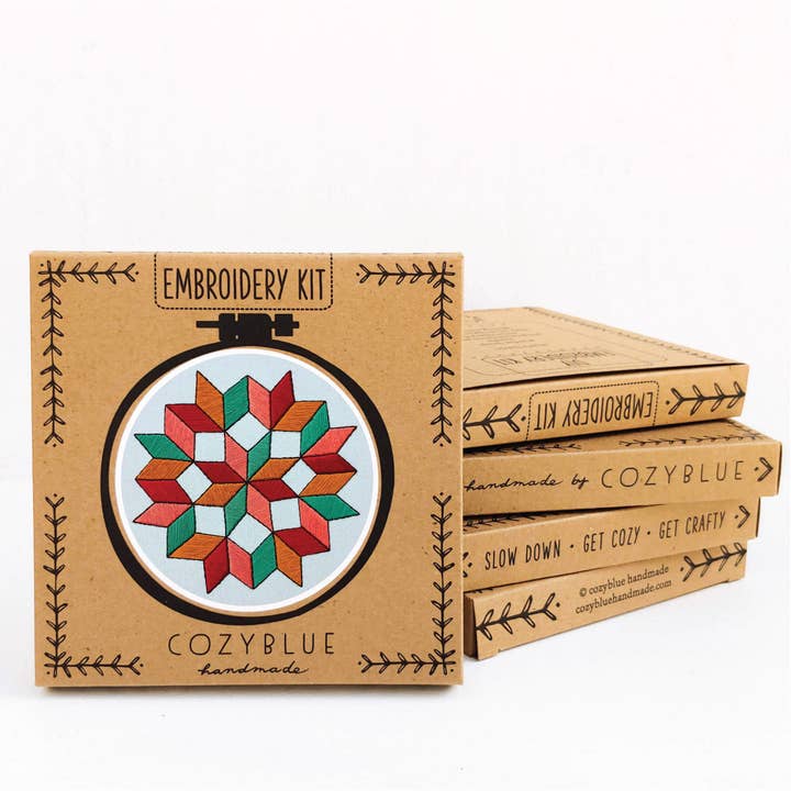 quilted wheel embroidery kit for wholesale by cozyblue handmade