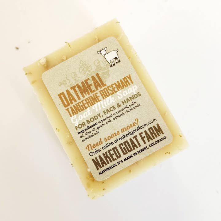 Goat Milk Soap Tangerine & Rosemary w/ Oatmeal for wholesale by Naked Goat Farm Ltd.