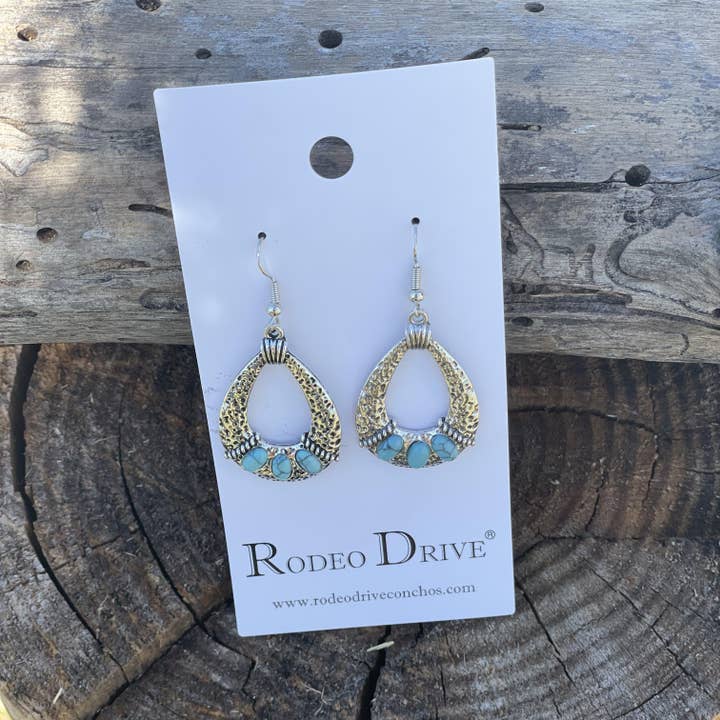 Turquoise Dangle Silver Fashion Earrings WA196 for wholesale by Rodeo Drive