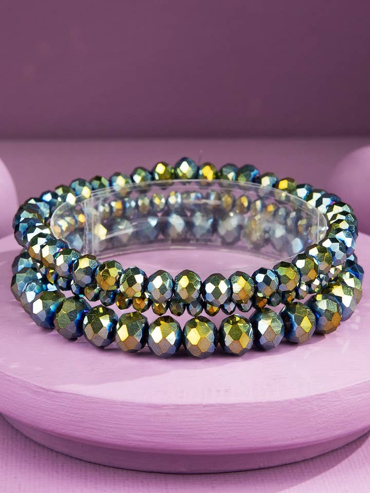 Ensemble de bracelets à trois rangs de perles en verre pour la vente par Urbanista