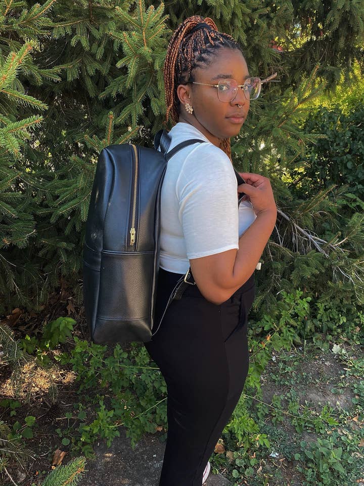 Plastic-Free Plant Leather Backpack in Granite for wholesale by MADI Apparel