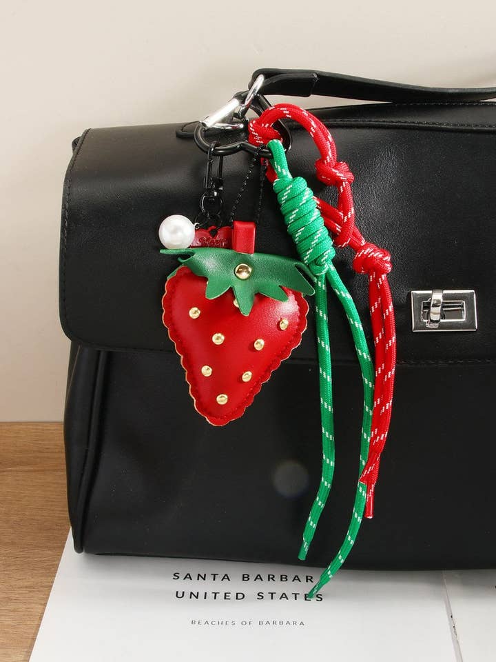 Cute Strawberry Rope Keychain Bag Charms DP25B540 for wholesale by Dipped Shop