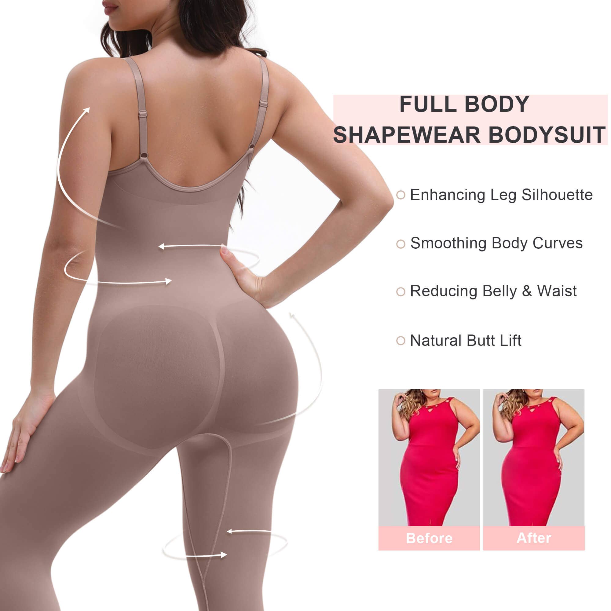 SHAPERX - Wholesale Lingerie Bodysuit - Women's - SHAPERX 3-in-1 Seamless Full Body Compression Legging Bodysuit13