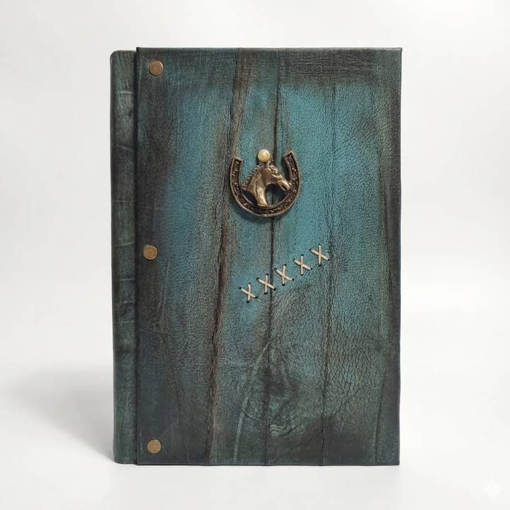 Horse Head Horseshoe Design Leather Journal Diary Notebook for wholesale by ML Marcaleather