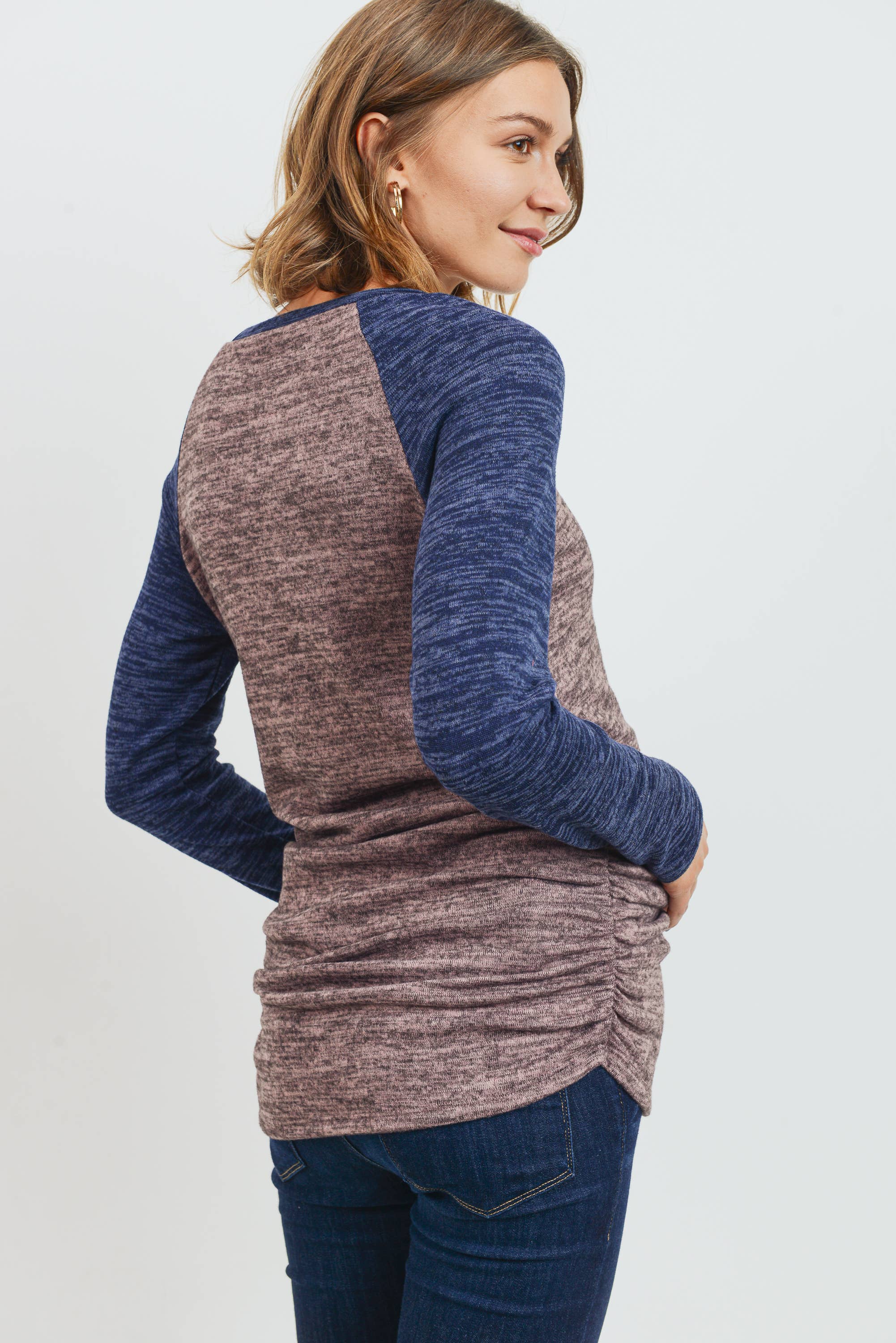 Hello Miz - Venta al por mayor Camiseta corta - Jersey color block jersey tejido maternidad12