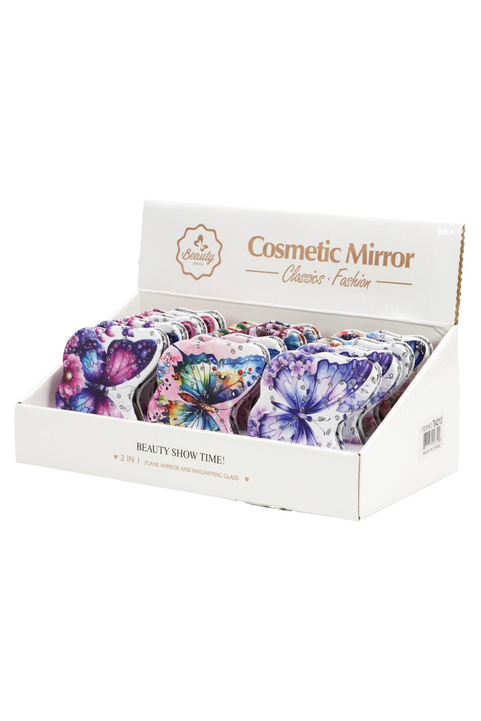 ASSORTITI Specchietto Compatto Cosmetico con Motivo Floreale e Farfalla in vendita all'ingrosso su Faire1