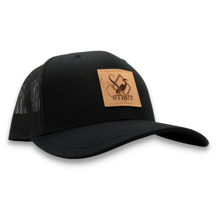 Leather Logo Patch Trucker Hat for wholesale by Southern Strut