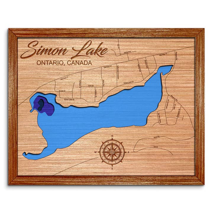 Mappa della Profondità del Lago Ontario di Simon - Decorazione per Casa e Pareti per la vendita all'ingrosso da parte di Premier Gifts and More