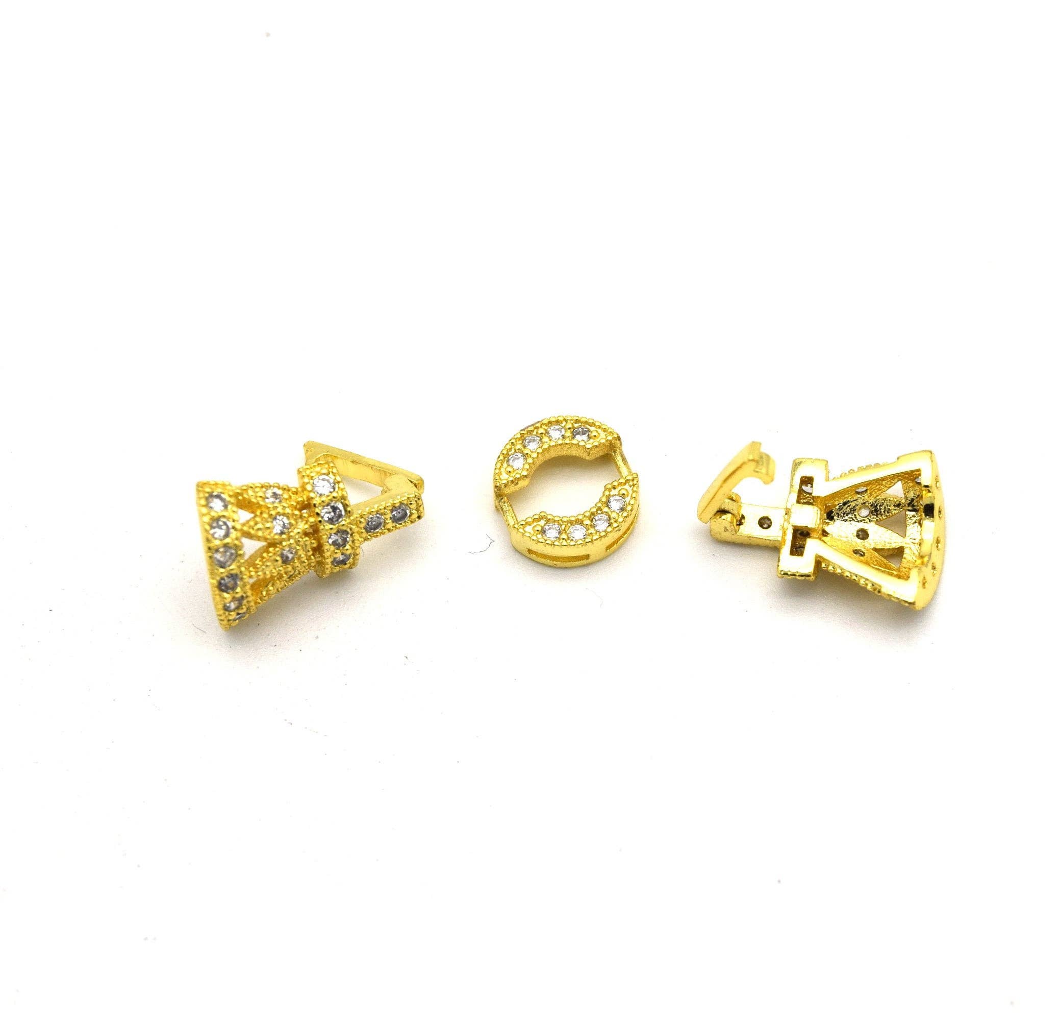 Only Beads - Wholesale Clasp - Crowned in Gold:Luxe CZ Clasp Components-36mm.1