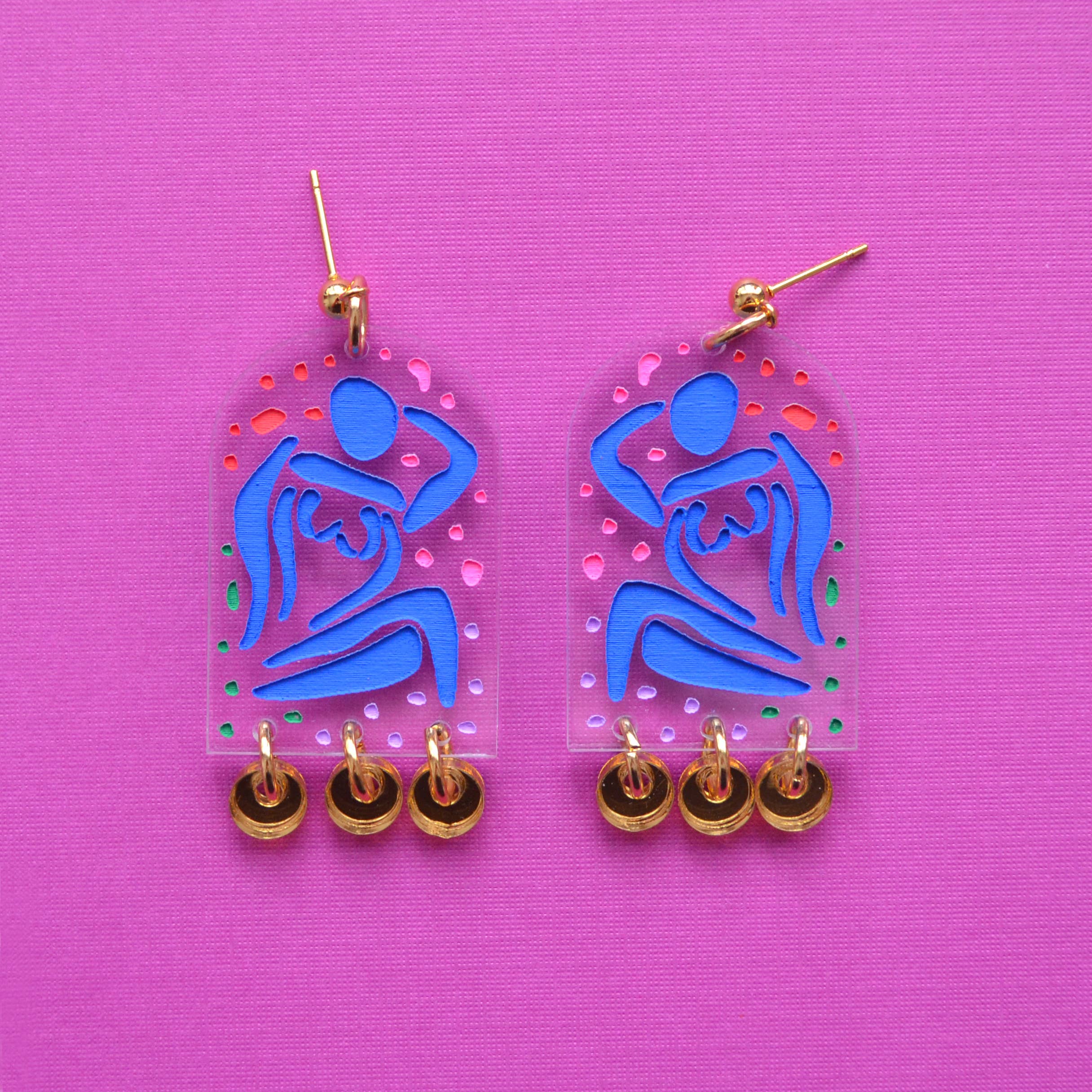 Boo and Boo Factory - Wholesale Hangende/ronde oorbellen - Blauwe dames acryl arch bengelen oorbellen9