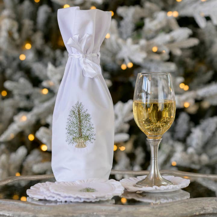 Arte Italica & Crown Linen Designs - Wholesale Wine Gift Bag - Wine Bag, Pine Tree