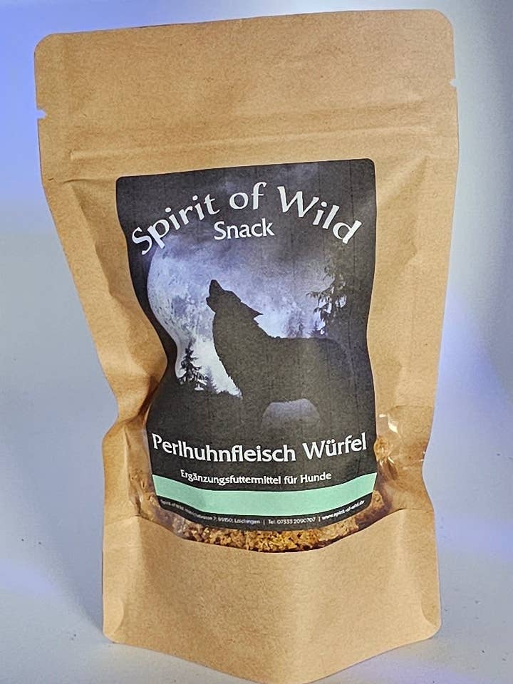 Spirit of Wild snack met parelhoenenvleesblokjes voor wholesale door Spirit of Wild