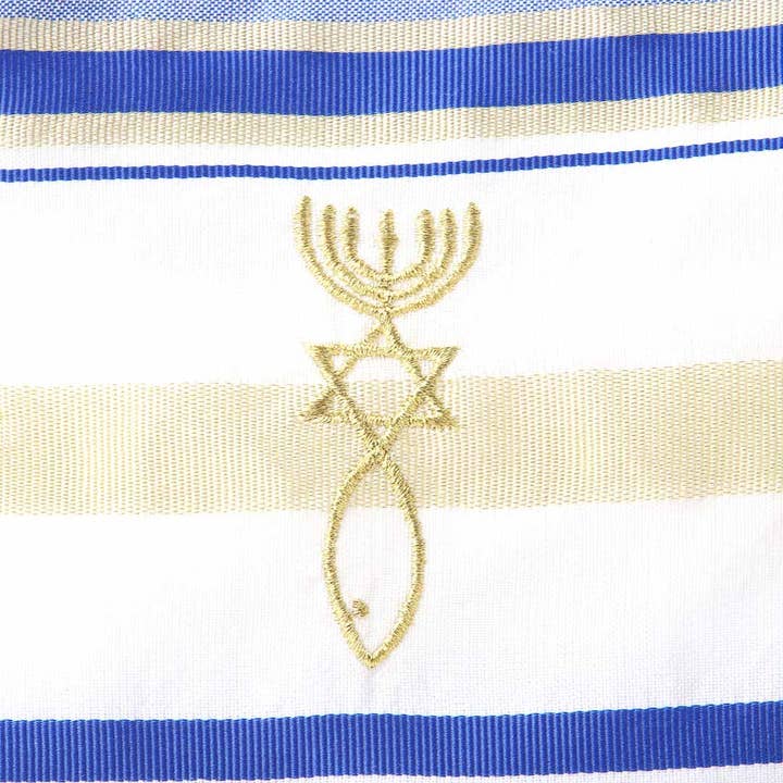 Swanson Christian Products - Wholesale Wrap - Women's - Prayer Shawl – Gold and Royal Blue – Traditional Messianic with Tallit – 72″ X 22″5