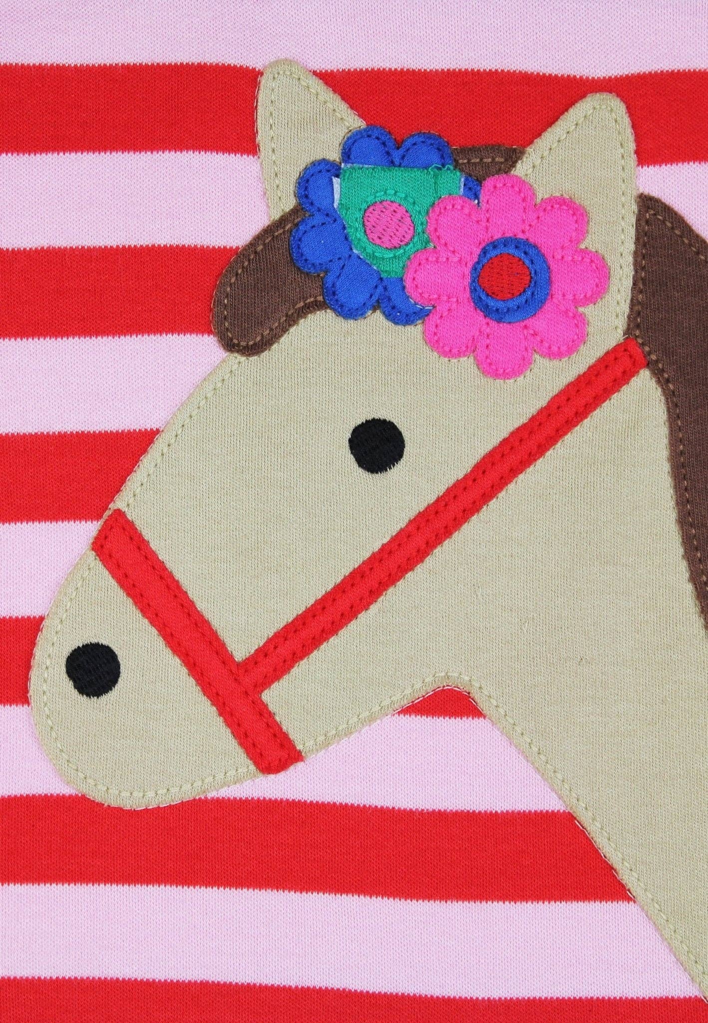 Toby Tiger - Vente T-shirt – enfant - T-shirt à manches longues avec appliqué cheval rose en coton biologique1