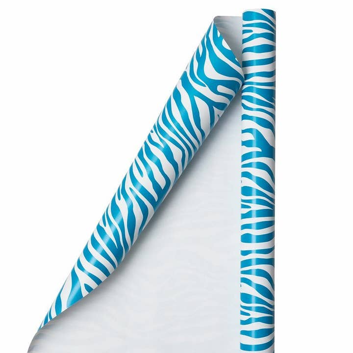 Wrapping Paper, 50 Sq Ft, Blue & White Safari Stripes, 2PK for wholesale by JAM PAPER