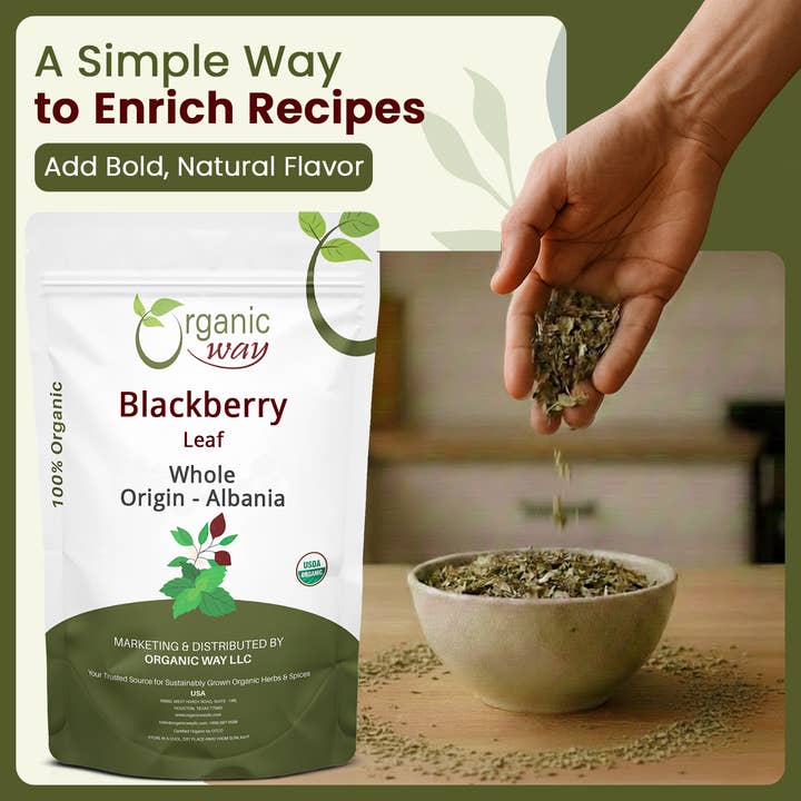 Organic Way LLC - Wholesale Loose Tea - Dried Blackberry Leaf Whole (Rubus fruticosus) - European Wild-Harvest | Kosher Certified | Raw, Vegan, Non GMO & Gluten Free | USDA Certified | Origin - Albania3
