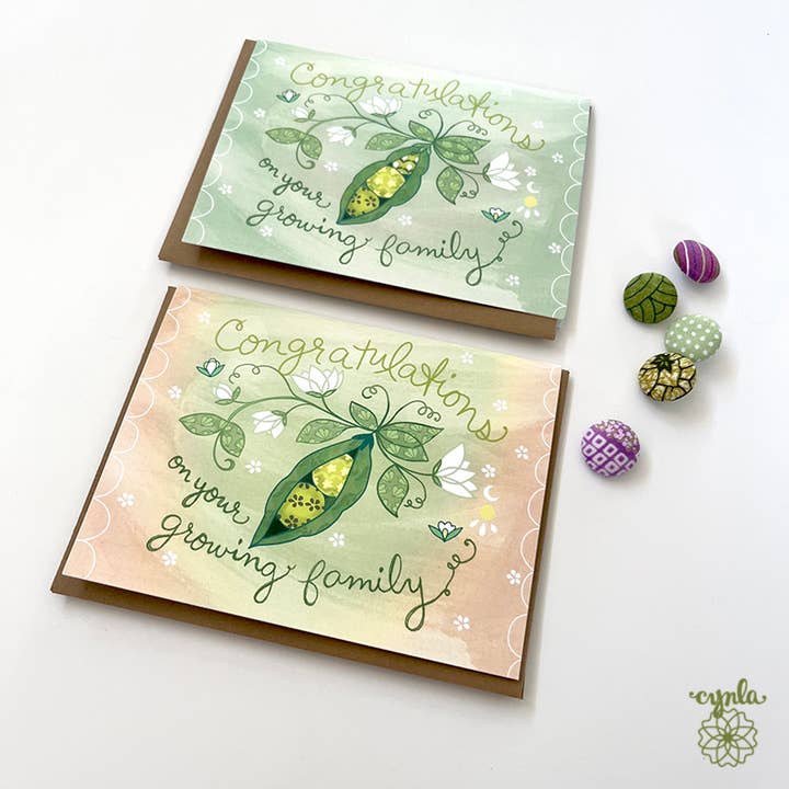 Cynla - Wholesale Baby Card - Peapod Baby Card - baby congrats greeting card new baby 1