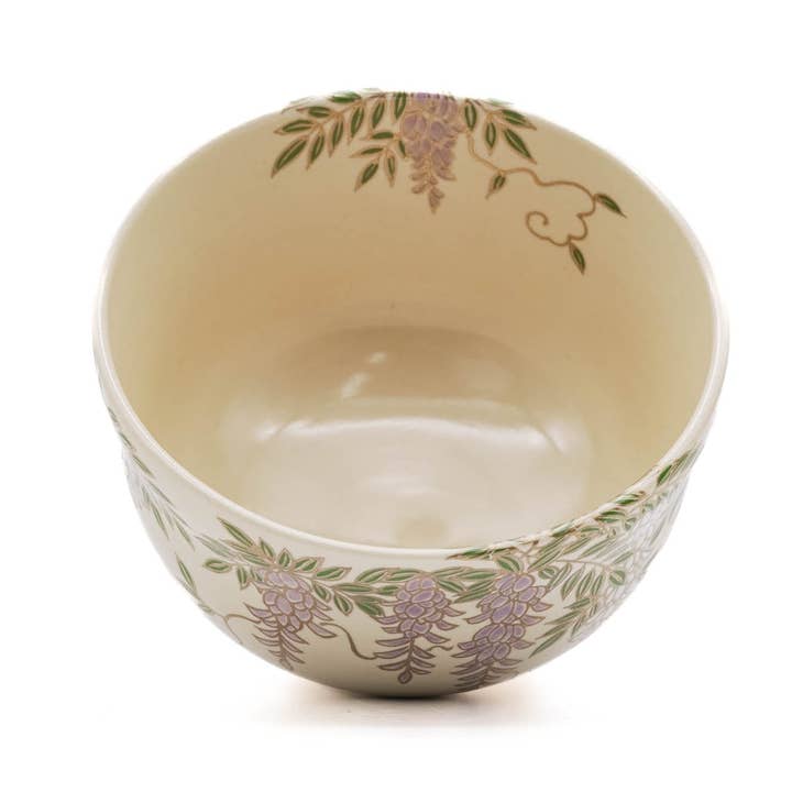 Tezumi - Wholesale Bowl - Japanese Matcha Bowl - 宮地英香 Eikō Miyaji - Purple Wisteria Kyo-yaki Chawan - 300ml3