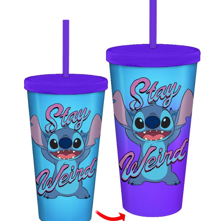 Lilo and Stitch Stay Weird 24oz Color Change Plastic Tumbler for wholesale by Silver Buffalo
