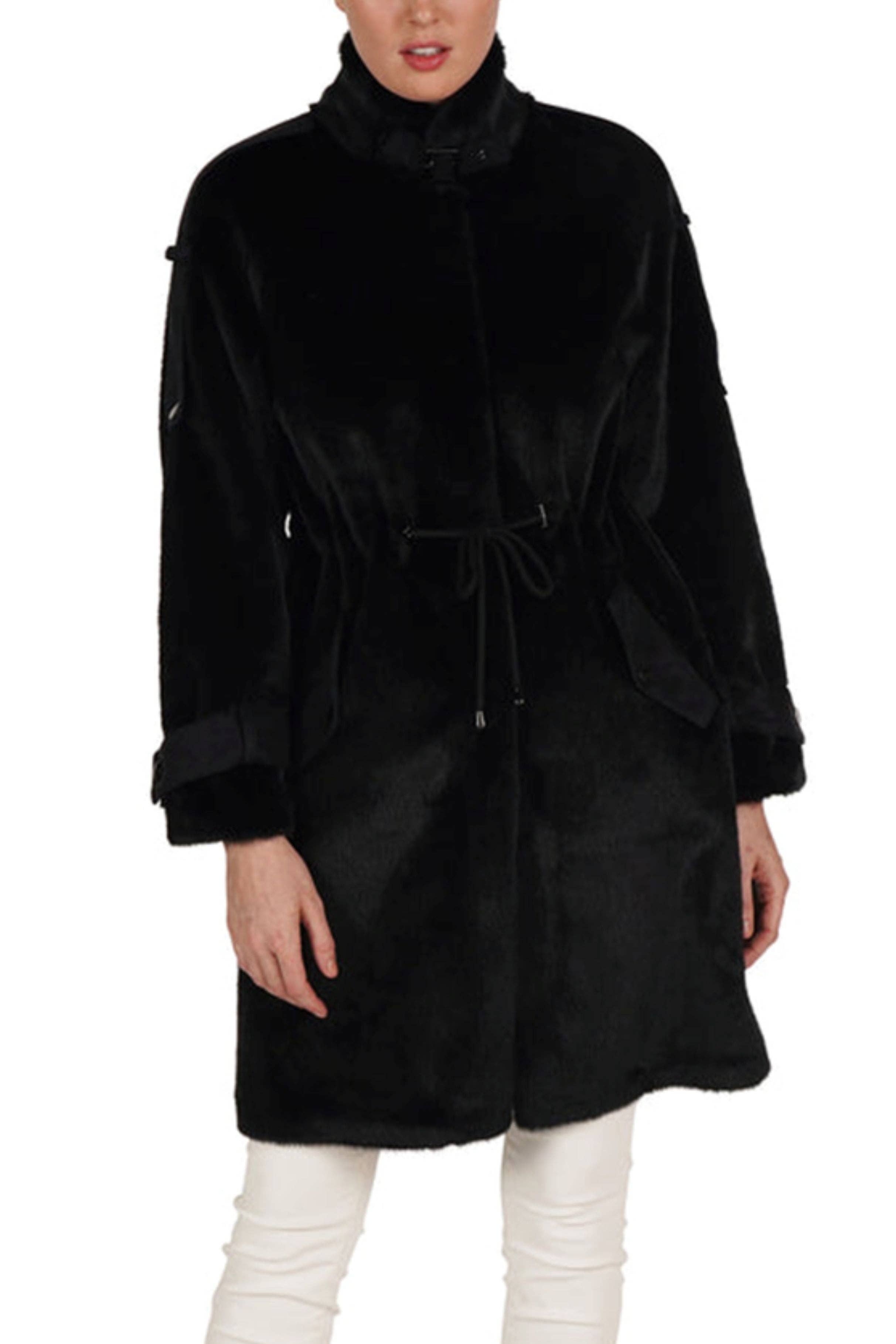 BLACK Love Token Drawstring Waist Parka Jacket for wholesale on Faire2