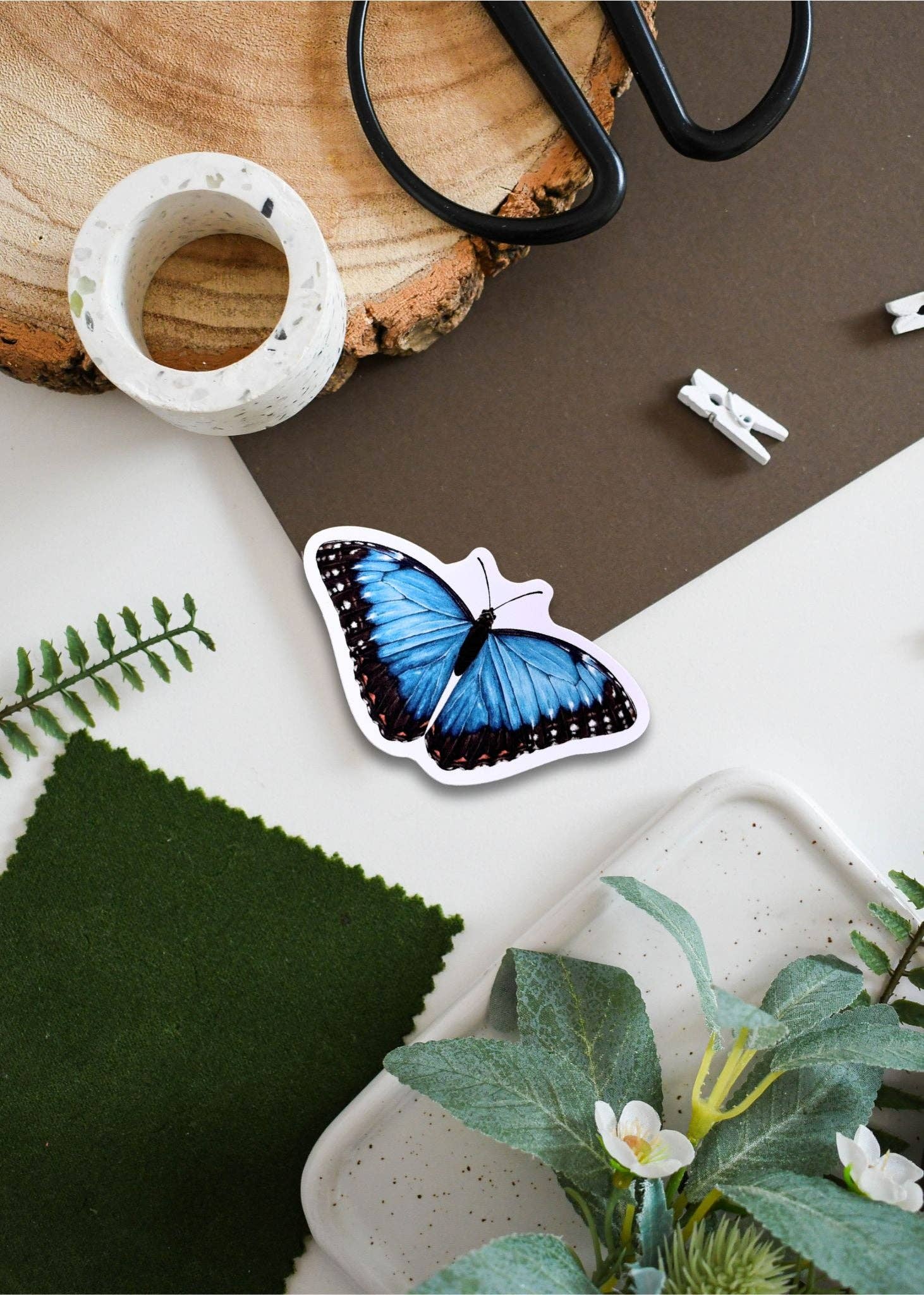 Ferne Creative - Wholesale Sticker - Blue Morpho Butterfly Vinyl Sticker1