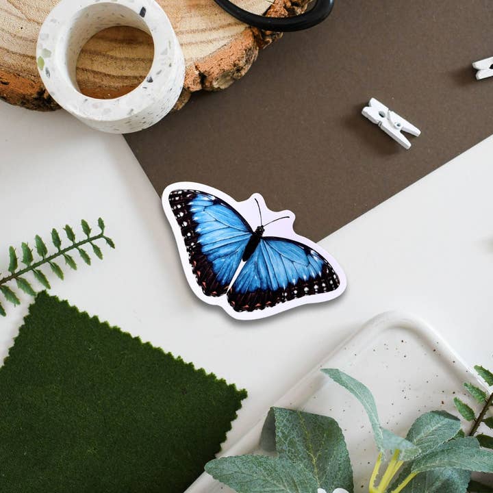 Ferne Creative - Wholesale Sticker - Blue Morpho Butterfly Vinyl Sticker1