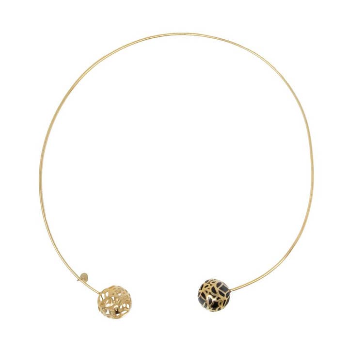 Collier ras de cou en résine Gold Sphere pour la vente par Georgina Jewelry