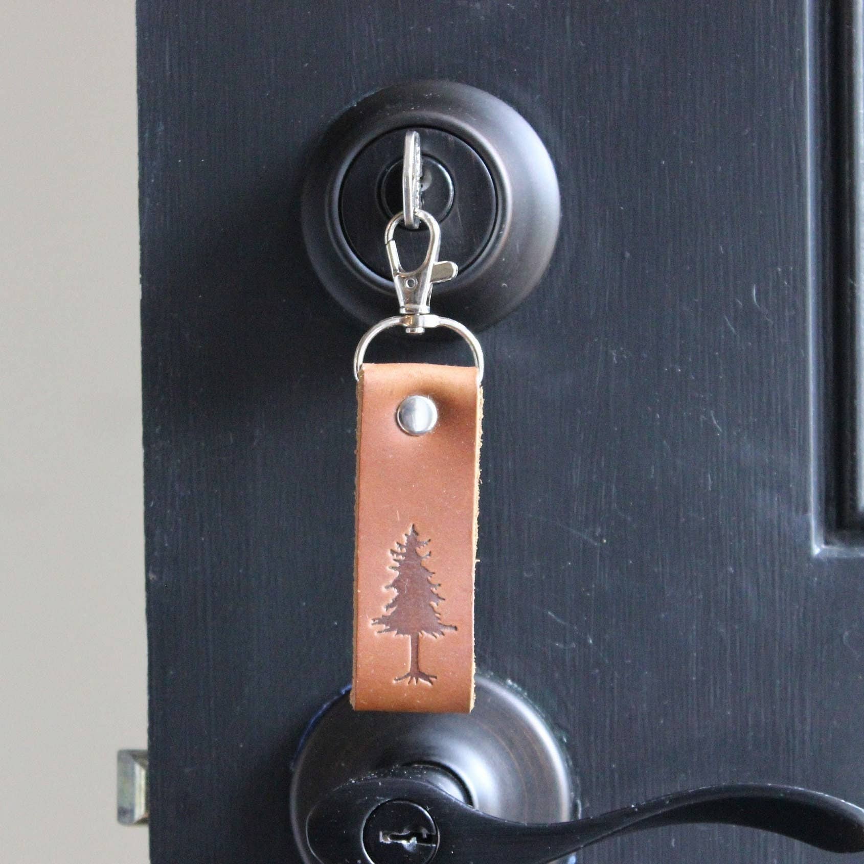 Mermaid and Sailor - Wholesale Keychain - Unisex - Pine Tree Brown Leather Keychain Handmade In Usa Key Ring Me Nh Vt