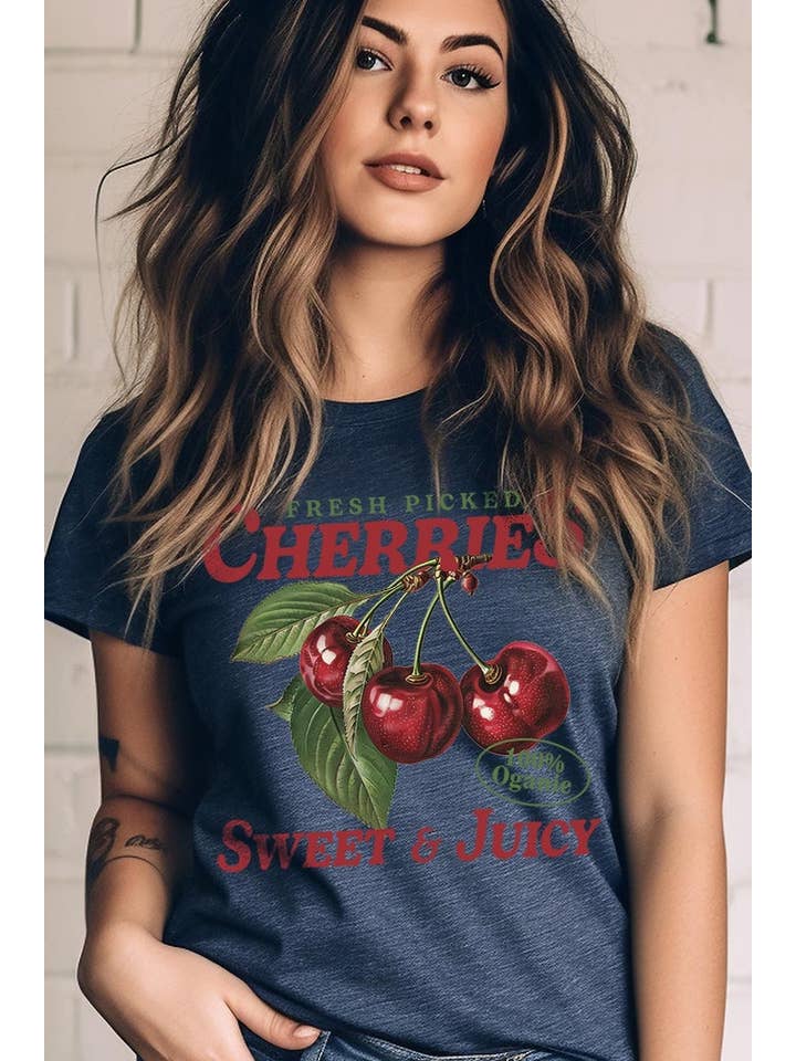 COLORBEAR - Wholesale T-Shirt (Graphic) - Women's - Fresh Picked Cherries Graphic Tee5