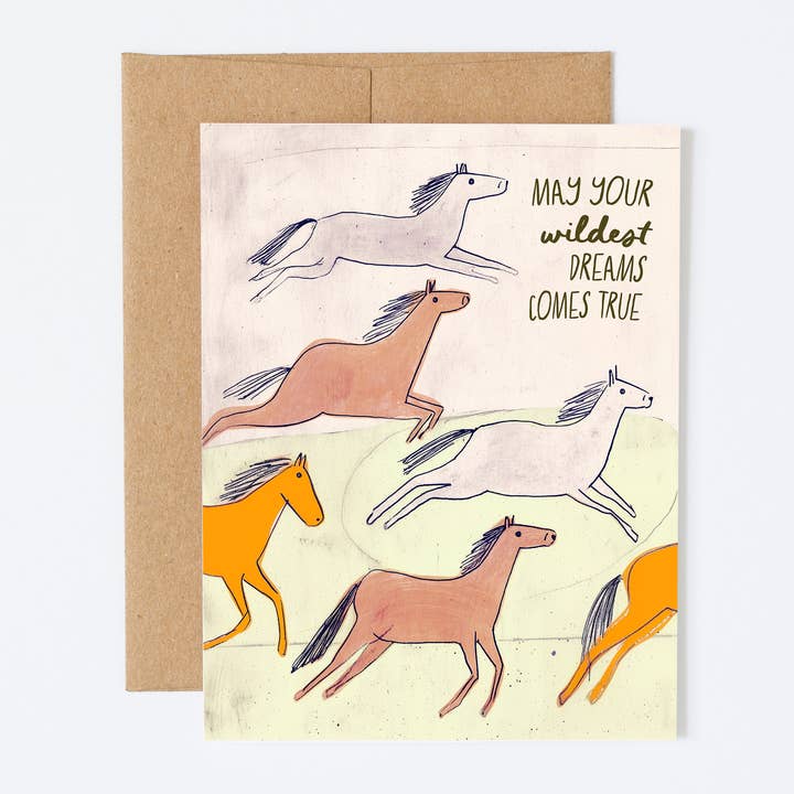 „Wildest Dreams“ Grußkarte | Witzige Pferdekarte für den Großhandel von Silly Goose Greeting Co.