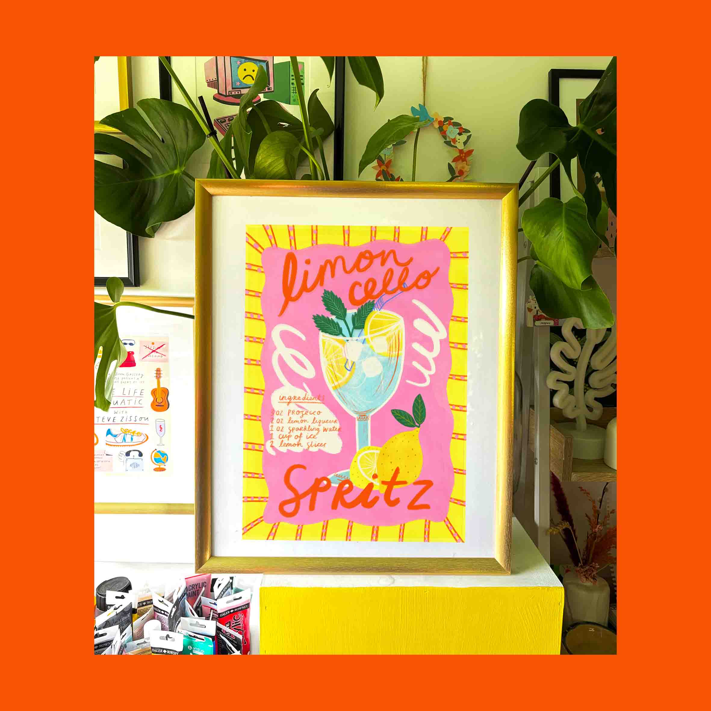 Kerrie Illustrates - Vente Affiche d'art - Affiche colorée Limoncello Spritz | Recette de cocktail1