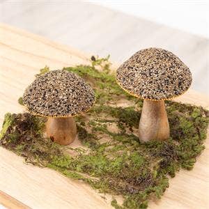 Audrey's Home & Gift - Wholesale Decorative Figurine - Mango Wood Beaded Mushrooms (Set Of 02)1