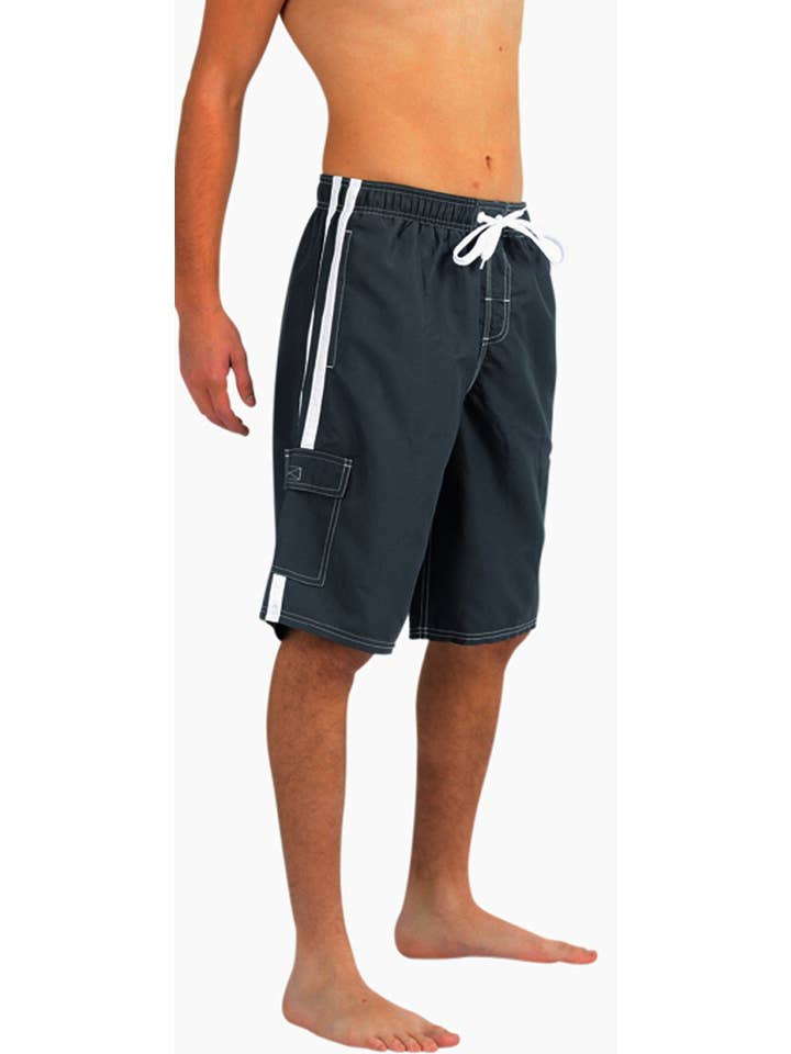 Eastern Off Price - Wholesale Swim Shorts - Men's - Norty Mens Cargo Swim Suit Trunks 39269 Charcoal