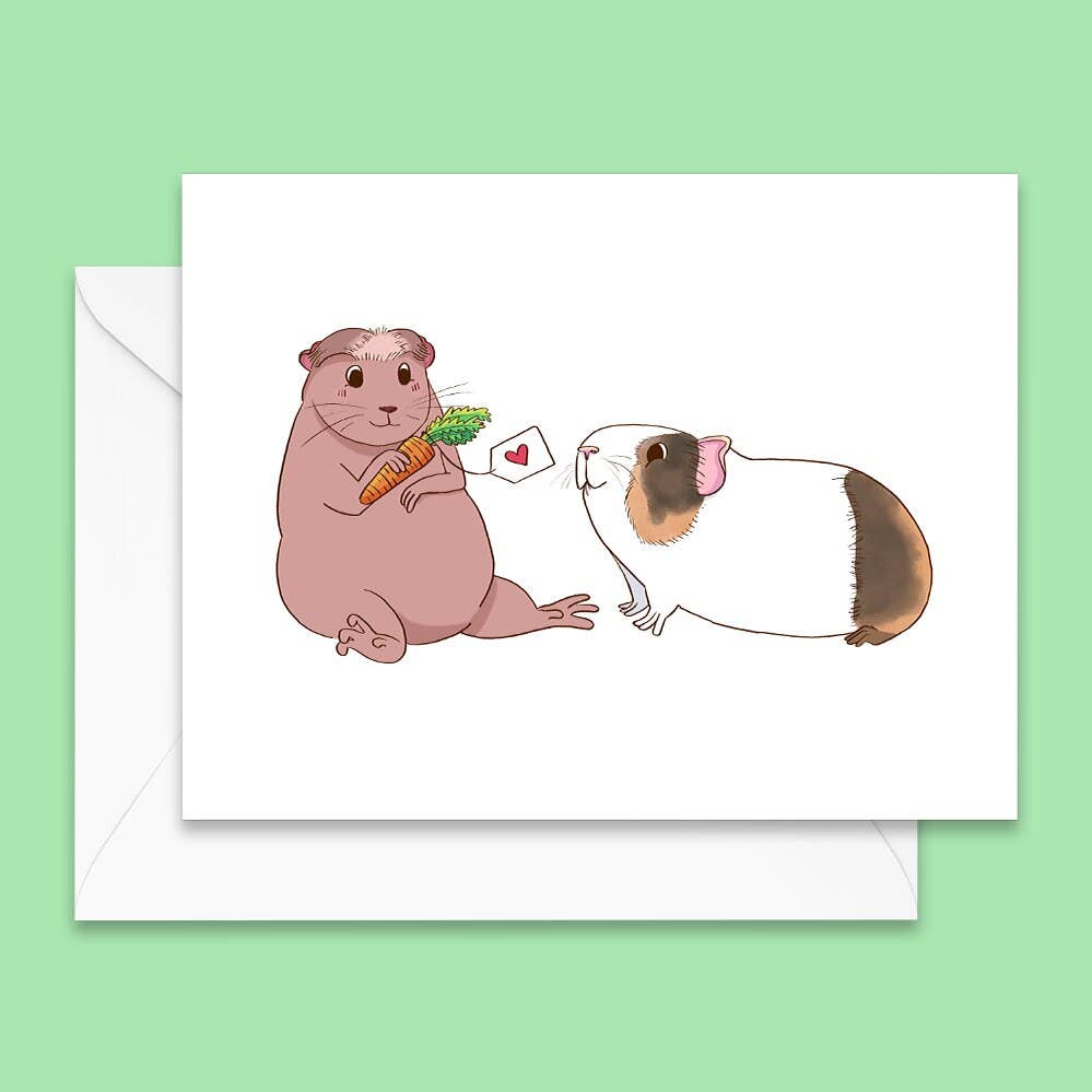 Kestrop Studio - Wholesale Everyday Greeting Card - Gifting Guinea Pigs Notecard - Blank Inside1