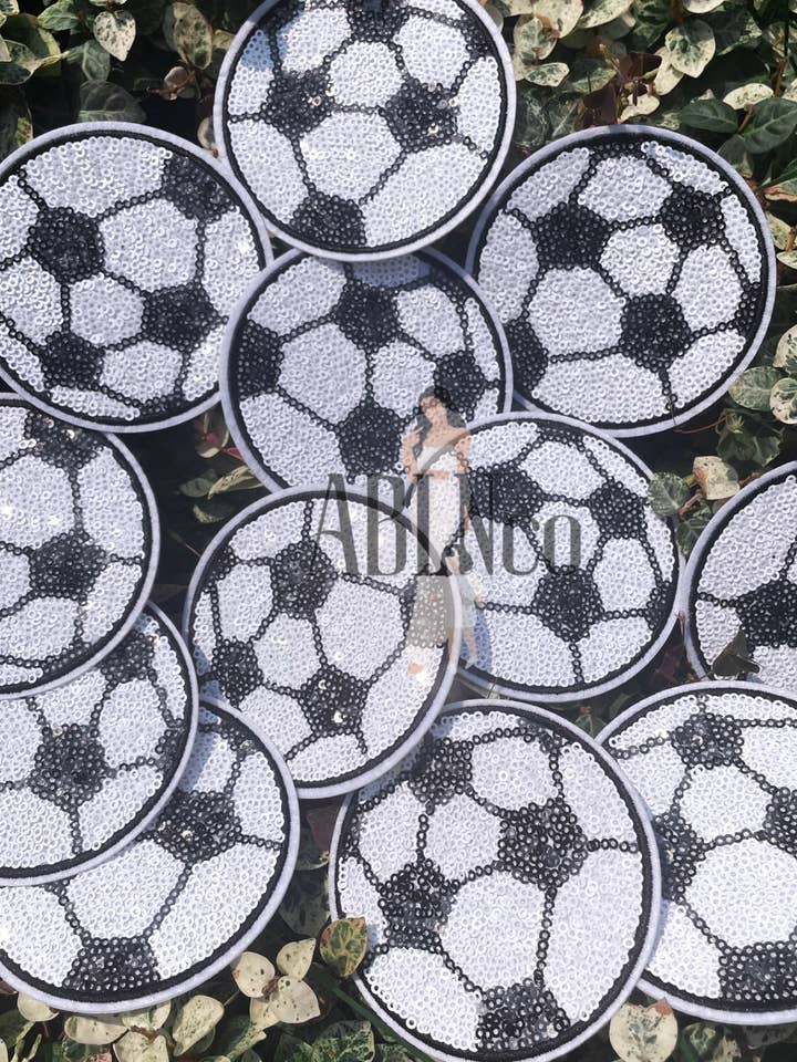 Small Sequin Soccer Patch Game Day Sport Chenille Patch (C for wholesale by ABLNco
