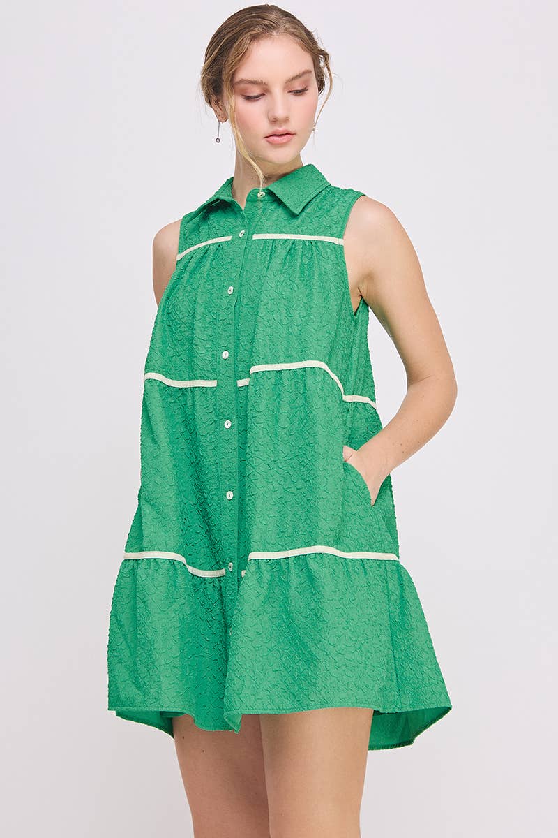 AIBLEE - Venta al por mayor Vestido - Mujer - Vestido mini de vuelo abotonado - Sin mangas10