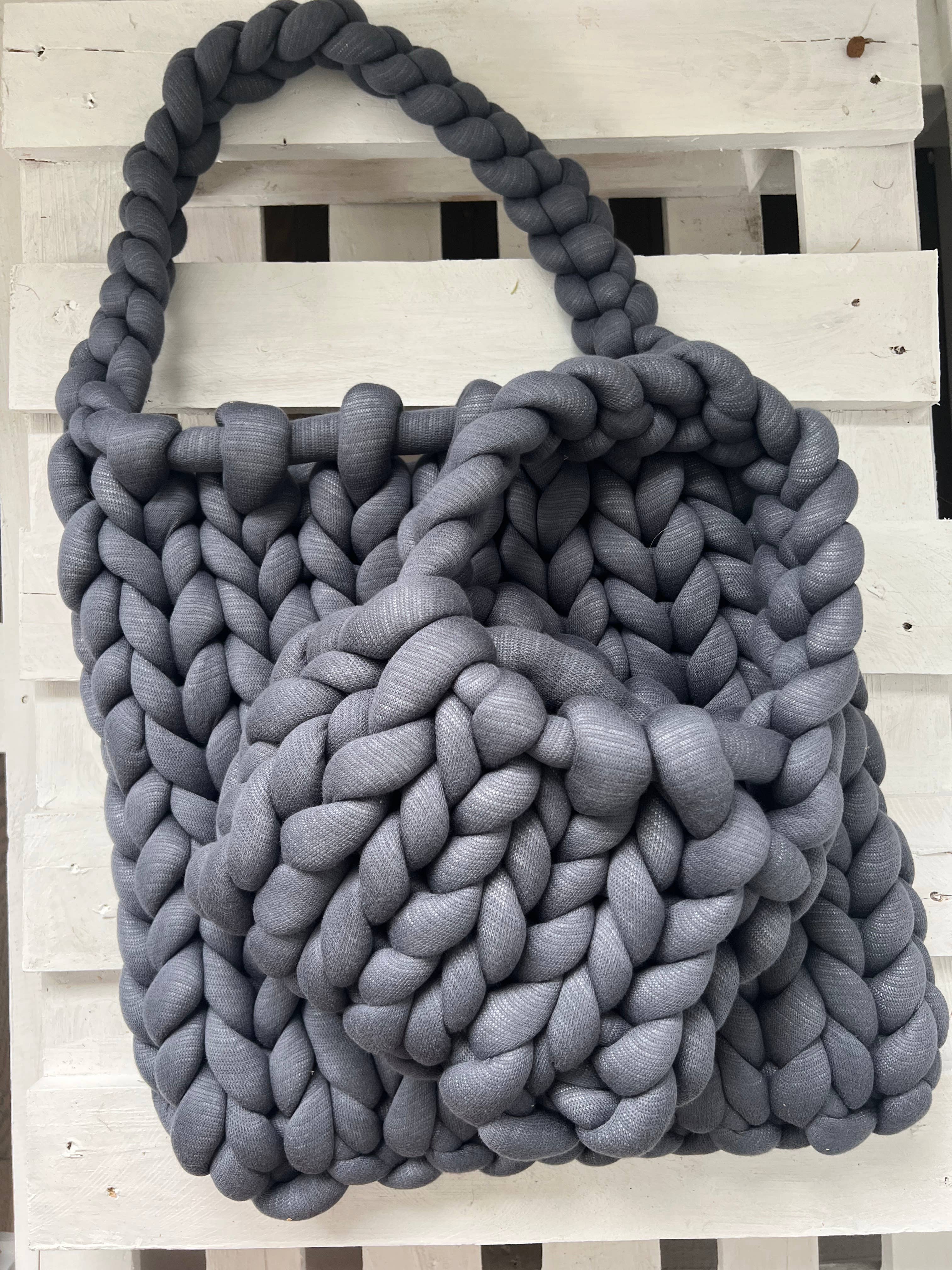 woolexperts – Großhandel Tragetasche – Damen – Handtasche aus grob gestrickter Baumwolle – Tragetasche für Schule und Strand6