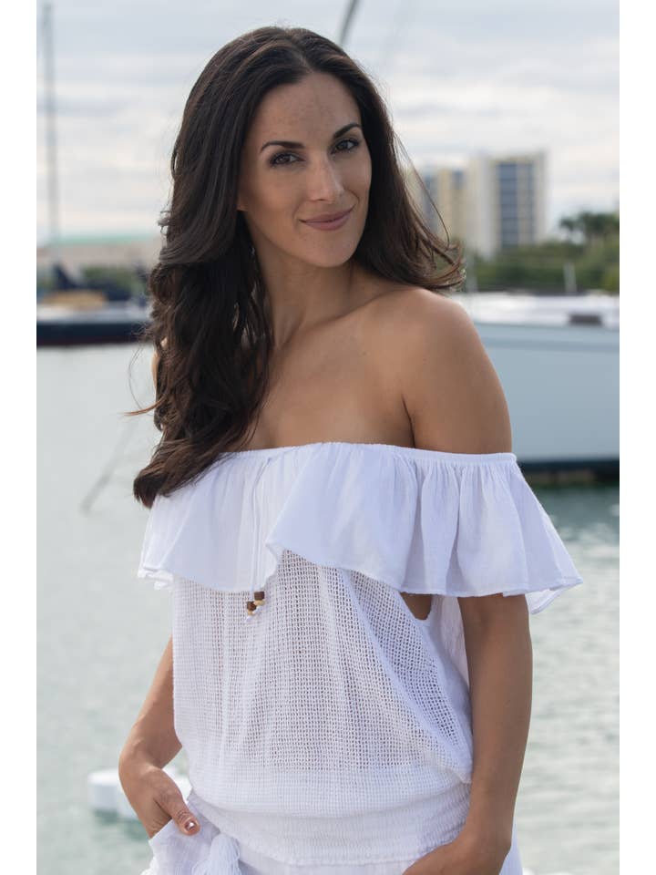 Cotton Natural - Wholesale Blouse - Women's - Bonita Off-Shoulder - White2