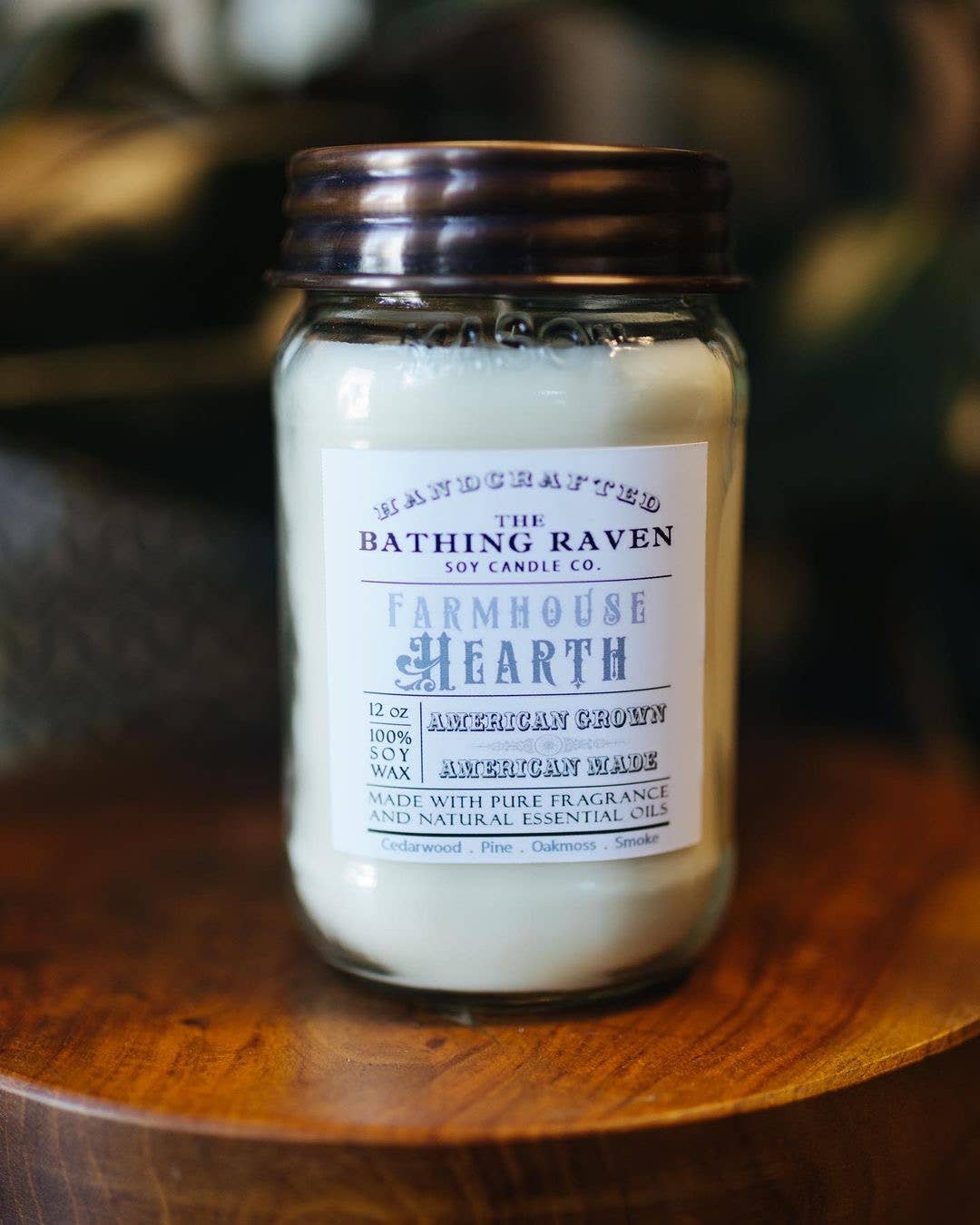 The Bathing Raven Candle Co. - Wholesale Jar/Filled Candle - Farmhouse Hearth | Farmhouse Mason Collection Soy Candle2