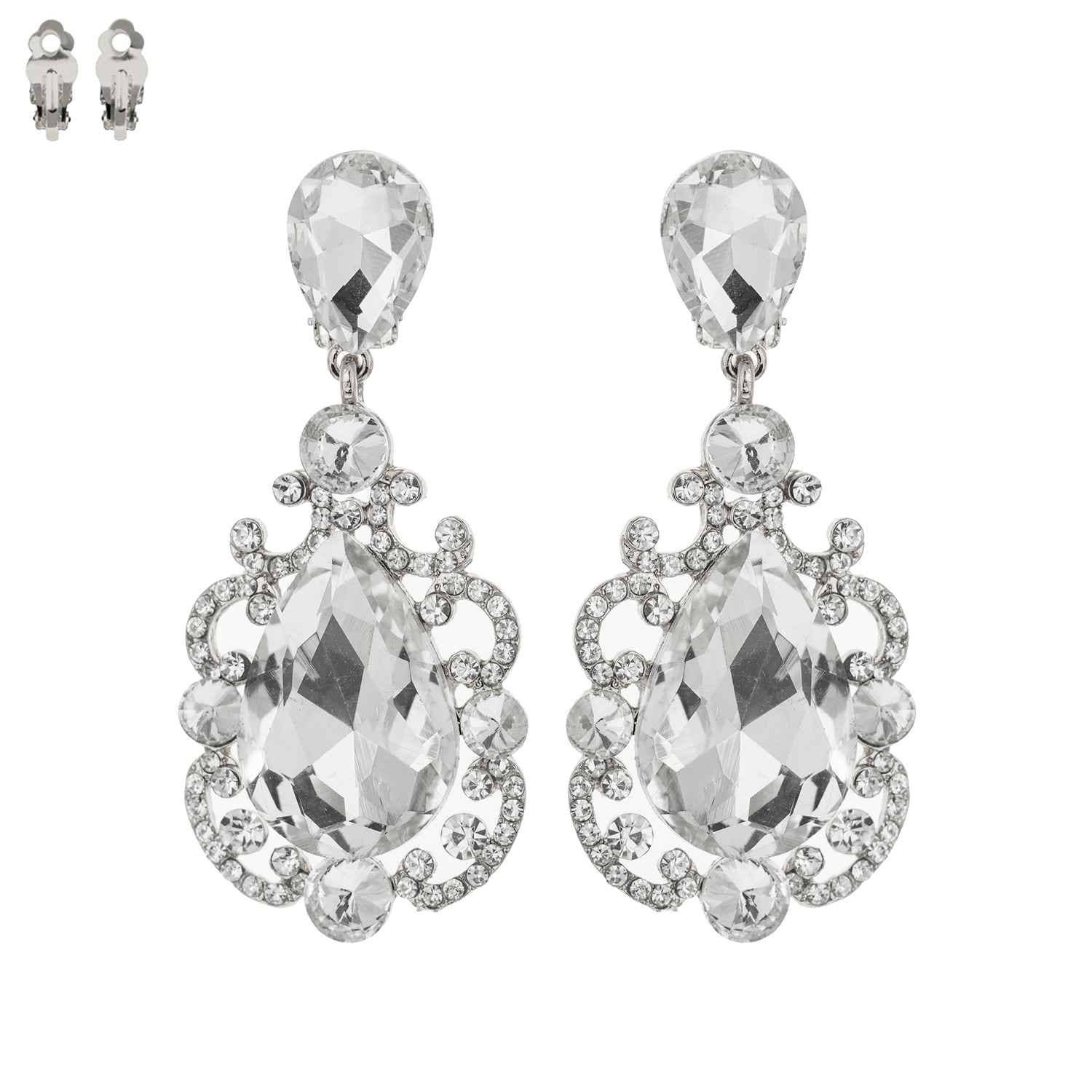SP Sophia Collection - Wholesale Clip-On Earrings - Chandelier Stone Clip On Earrings3
