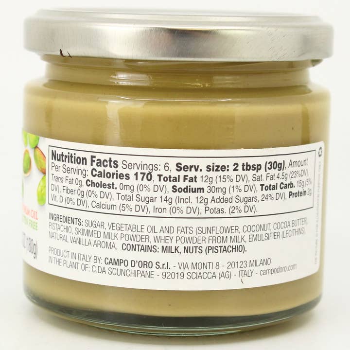 Wholesale Italian Food - Wholesale Nut Butter - Campo D'Oro Pistachio Nut Butter 6.35 oz1
