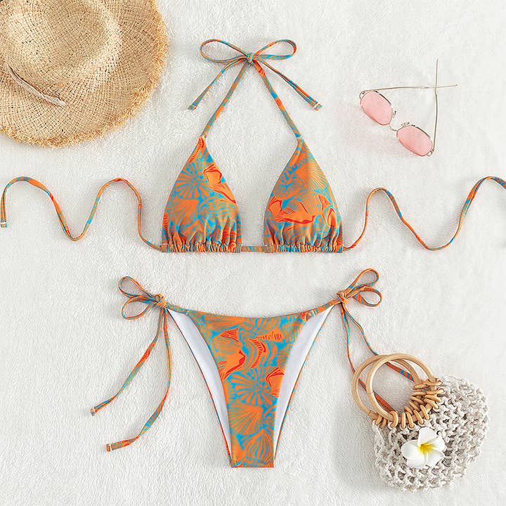 Sweetkama - Wholesale Two Piece Swimsuit - Women's - 2 Piece Flower Print Bikini Swimsuit
