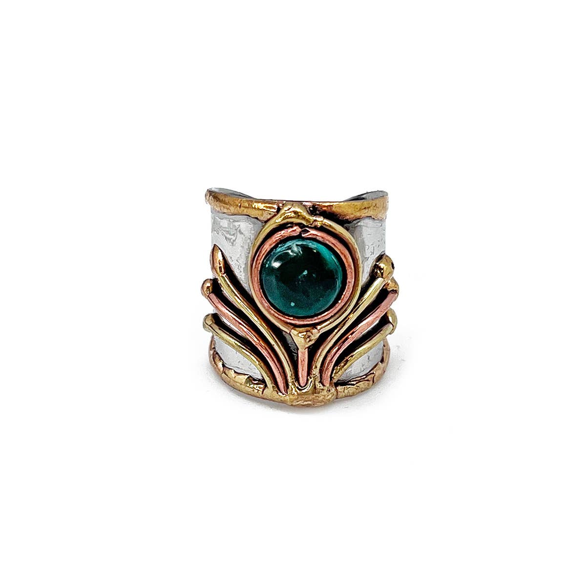 Anju Jewelry - Venta al por mayor Anillos grandes/de cóctel - 12 Anillos de Brazalete de Metal Mixto con Piedra Pequeña y Exhibidor de Madera21