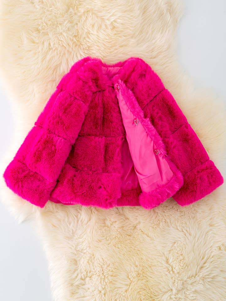 Kids Charm Online - Wholesale Jacket - Kids - Fuchsia faux fur cozy jacket. TPG40415 amy