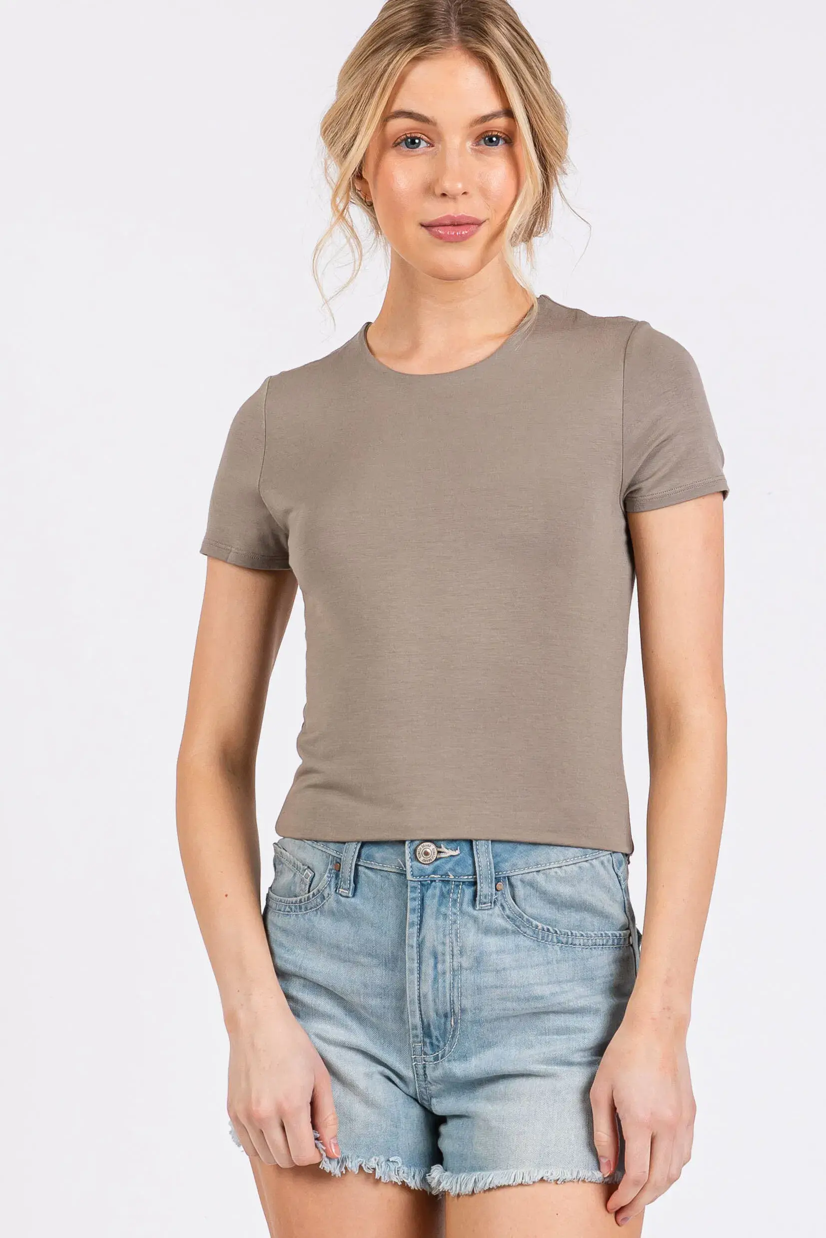 Final Touch - Wholesale Knit Top - Women's - Rayon Modal Basic Crop Top - T310734