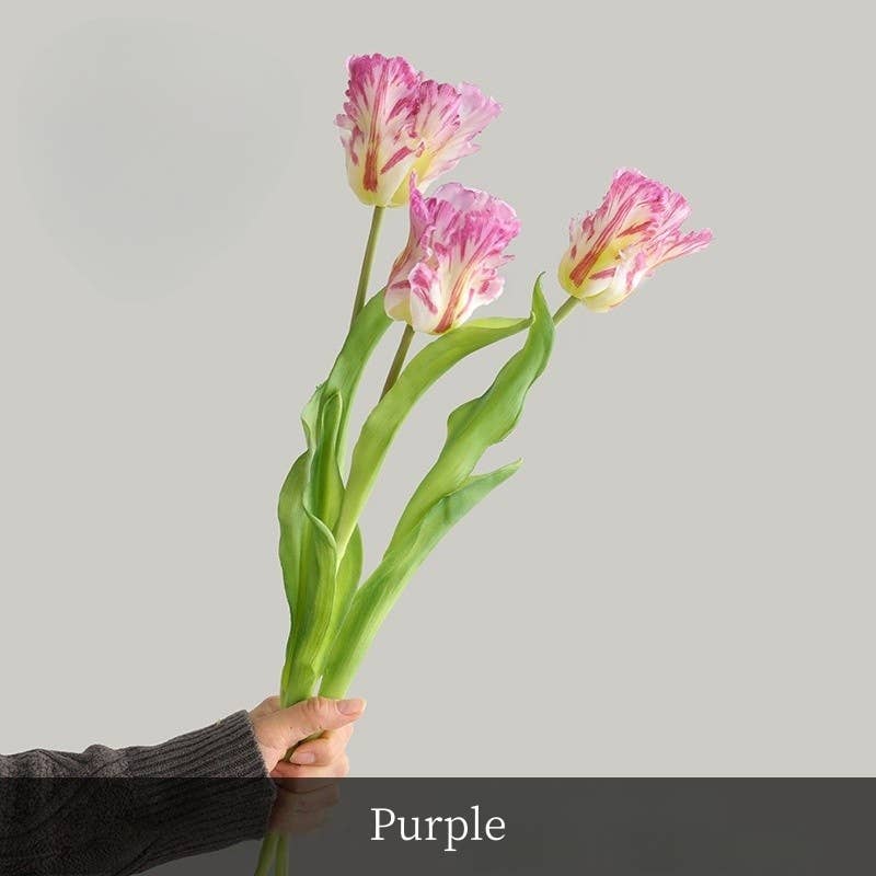 ACNITE(We cover U.S. import duties) - Wholesale Artificial Flowers - 3 flowers  artificial tulips bunch real touch Parrot tulips3